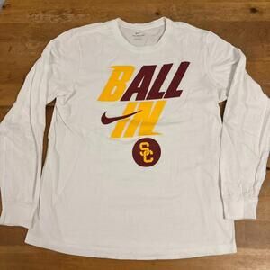Nike USC Trojans Shirt Mens Large White Long Sleeve College Basketball Tee